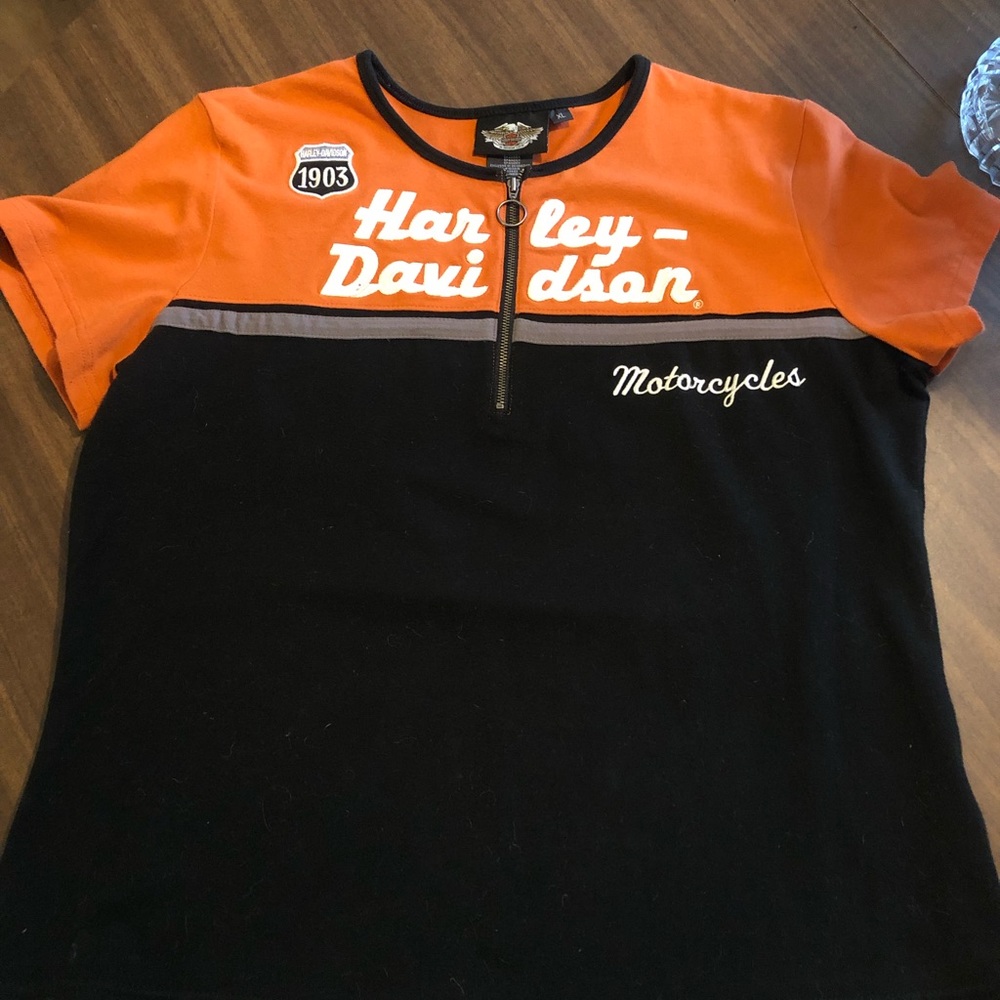 Womens X-Large Harley Davidson Authentic partial zip shirt, flawless condition